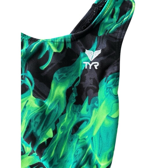 TYR Women’s Green and Black One Piece Competition / Practice Swimsuit Size 26 - Picture 2 of 8